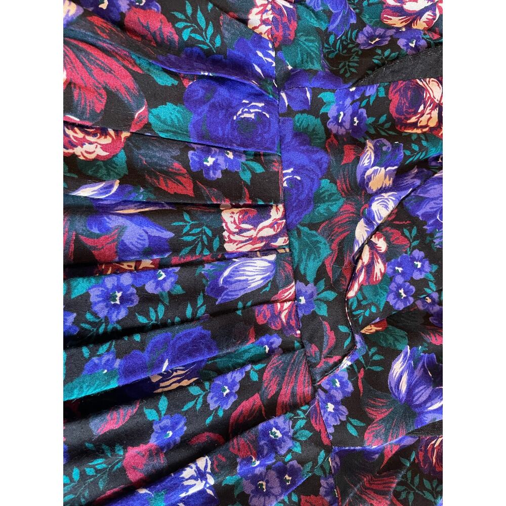 VTG 80's 90's Blue & Purple Floral Grandma Core V Neck Retro Long Sleeve Dress 4 - Picture 14 of 14